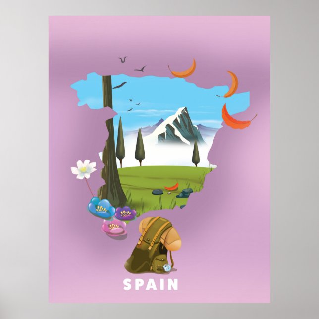 Spanien Illustriertes Reiseplakat Poster (Vorne)