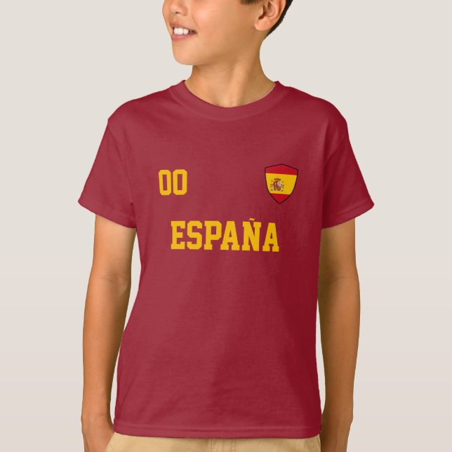 Spanien Individuelle Name und Anzahl Fußball T-Shirt (Vorderseite)