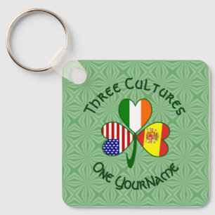 Spanien Irland USA Flaggen Kleeblatt Ihr Name Schlüsselanhänger