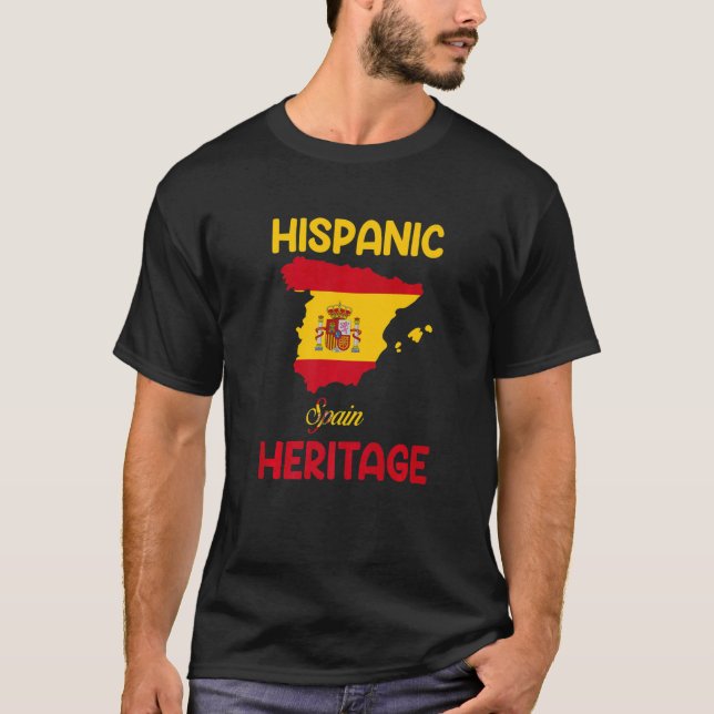 Spanien Karte Spanien Flagge Hispanisches Erbe lat T-Shirt (Vorderseite)