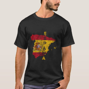 Spanien Karte und Flagge störte Espaã±A T-Shirt
