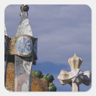 Spanien, Katalonien, Barcelona. Casa Batlló (1906) Quadratischer Aufkleber