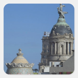 Spanien, Katalonien, Barcelona. Dach von Barcelona Quadratischer Aufkleber