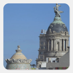 Spanien, Katalonien, Barcelona. Dachterrasse Barce Quadratischer Aufkleber