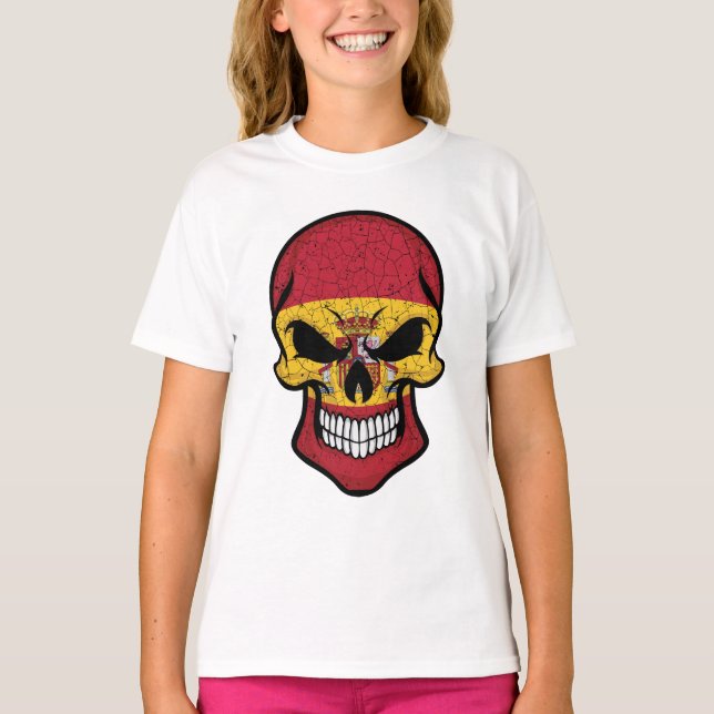 Spanien lächelt die Schädelflagge T-Shirt (Vorderseite)
