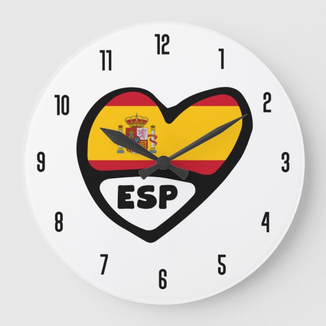 Spanien Ländercode ESP Flaggenmitte Große Wanduhr (Vorderseite)