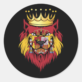 Spanien Lion King Flag Runder Aufkleber