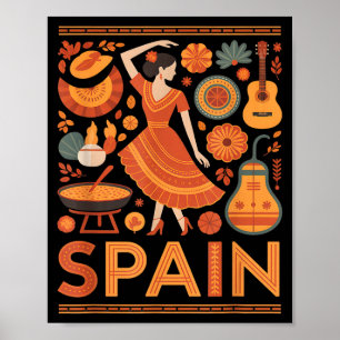 Spanien lustige spanische Kultur Flamenco Gitarre  Poster