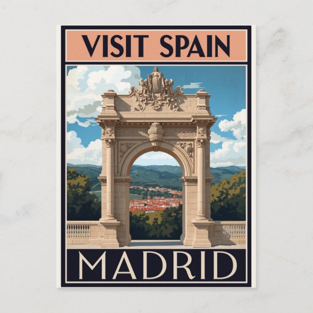 Spanien Madrid Torbogen Kunst Postkarte (Vorderseite)