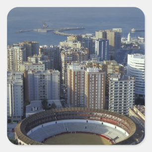 Spanien, Malaga, Andalusien Blick auf die Plaza de Quadratischer Aufkleber