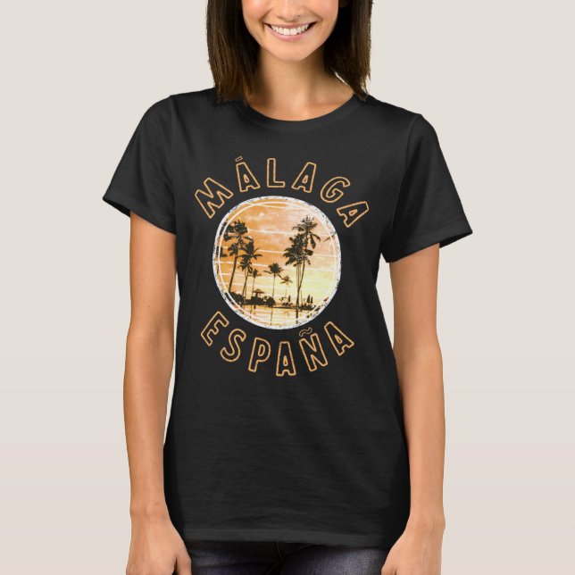 Spanien Malaga ESPANA Retro Sunset T-Shirt (Vorderseite)