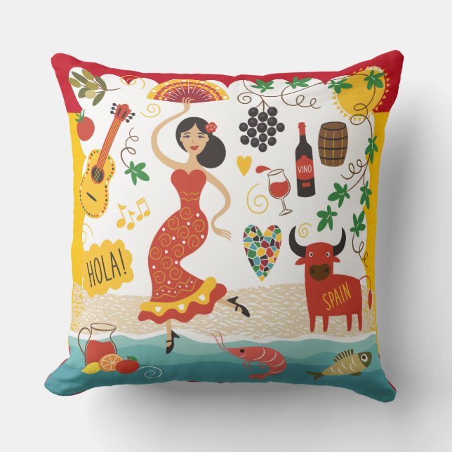 SPANIEN Monogramm - SEHEN SIE ZURÜCK! Dekokissen (Vorderseite)