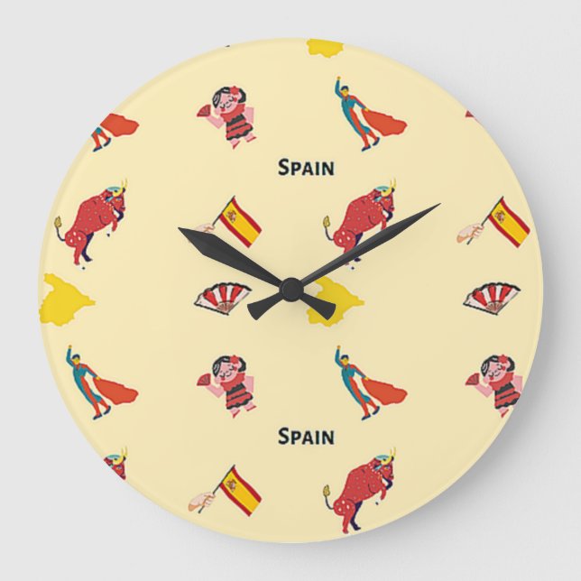 Spanien-Muster Große Wanduhr (Vorderseite)