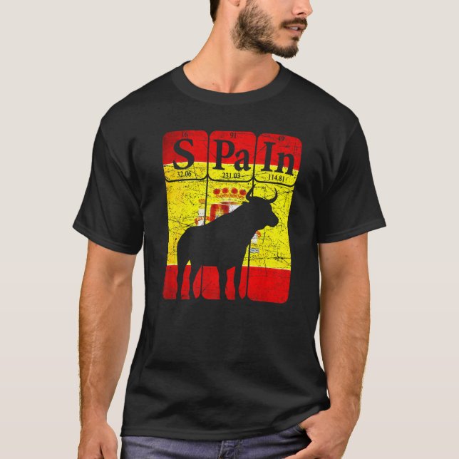 Spanien Periodische Tafelelemente Spanischer Bull  T-Shirt (Vorderseite)
