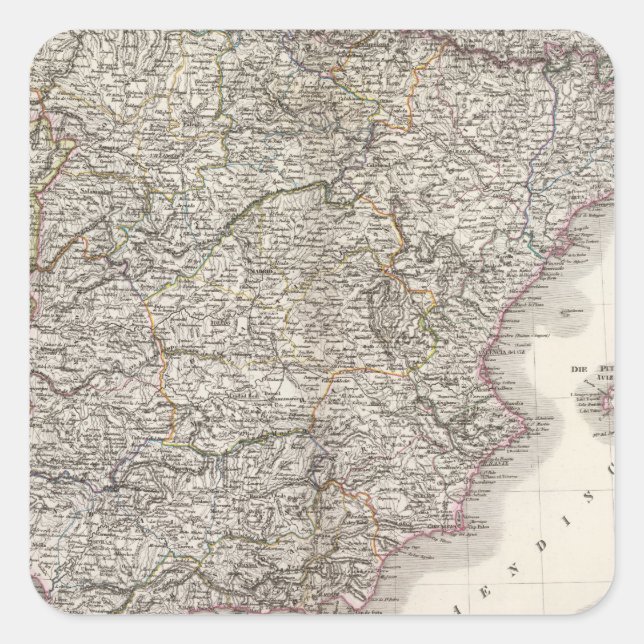 Spanien, Portugal Quadratischer Aufkleber (Vorderseite)