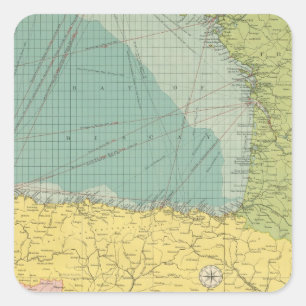 Spanien, Portugal, Western Frankreich Quadratischer Aufkleber