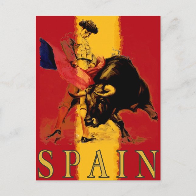 Spanien Postkarte mit Vintagem Bullfight (Vorderseite)