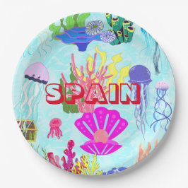 Spanien Qualle farbenfroh Unterwasser Pappteller