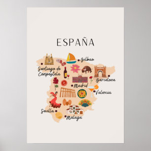 Spanien Reisekarte Poster