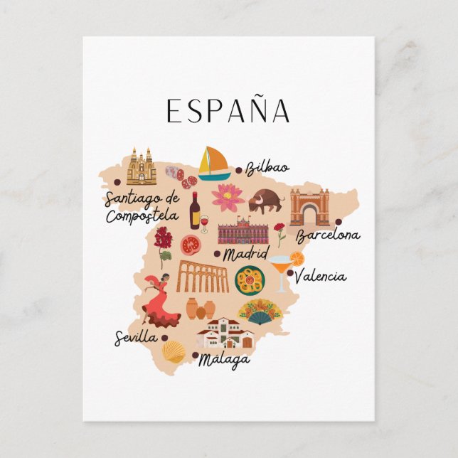Spanien Reisekarte Postkarte (Vorderseite)