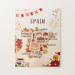 Spanien-Reisekarte, Städte, Kultur Puzzle