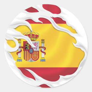 Spanien Ripped Flag Classic Round Aufkleber