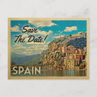Spanien Save the Date Vintage Postkarten
