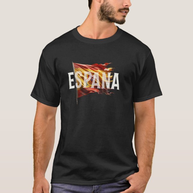 Spanien Schwenkt Zerfetzte Spanische Flagge T-Shirt (Vorderseite)
