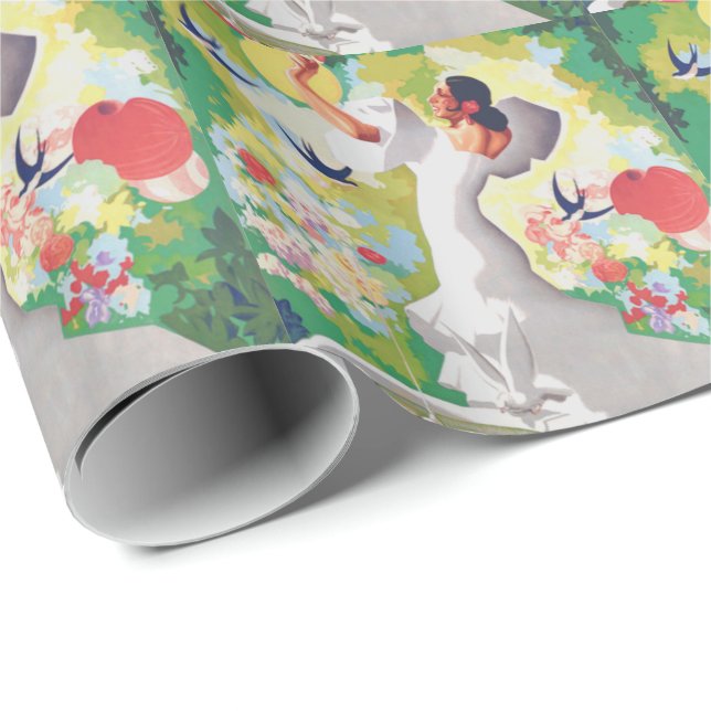 Spanien Senorita Birds Blume Fiesta Garden Geschenkpapier (Rolleneckpunkt)