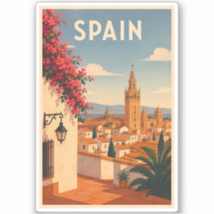 Spanien Sevilla Illustration Reise Kunst Vintage Aufkleber