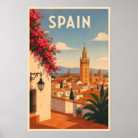 Spanien Sevilla Illustration Reise Kunst Vintage