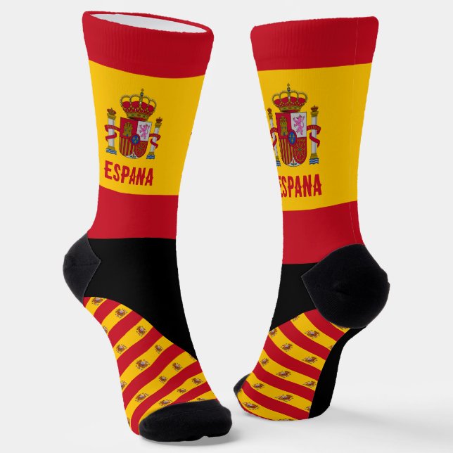 Spanien Socken, spanische Flaggenfarben, España /  Socken (Gewinkelt)
