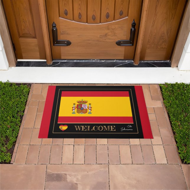 Spanien & Spanien Flag Haus mat/sports Willkommen Fußmatte (Außenbereich)
