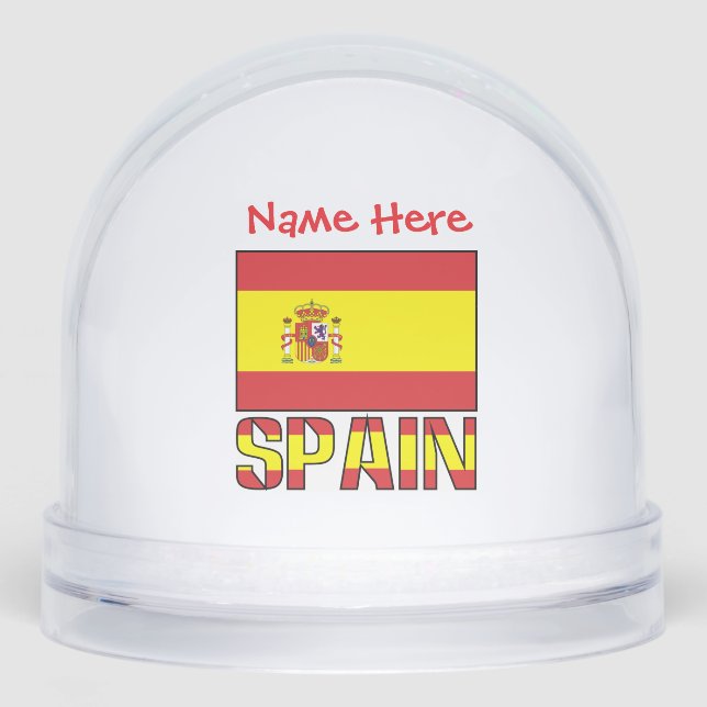 Spanien - Spanien - Rote Flagge Personalisiert Schneekugeln (Vorderseite)