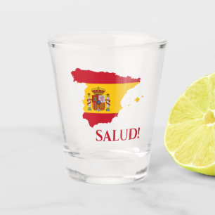 Spanien Spanien Spanien Flag Karte Salud Cheers Schnapsglas
