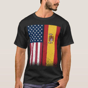 Spanien Spanisch Amerikanische Flaggen Stolz USA T-Shirt
