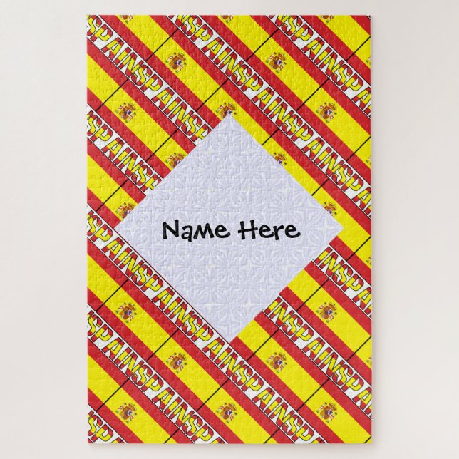 Spanien - Spanische Flagge als Personalisiertes Sc Puzzle (Vertikal)