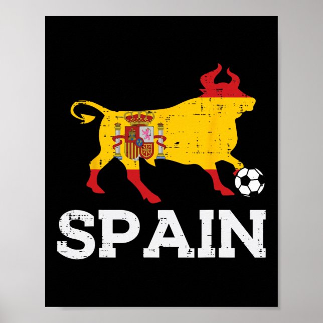 Spanien Stier Spanisch Fußball Trikot Männer Fraue Poster (Vorne)