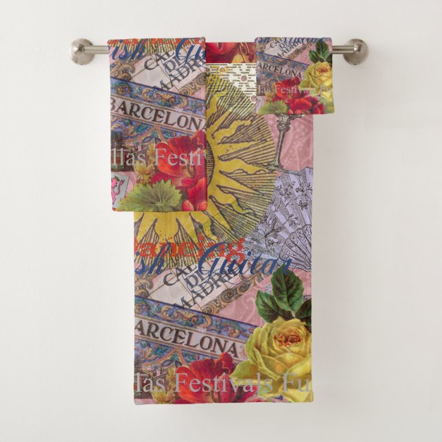 Spanien Sunshine Spanish Travel Art Badhandtuch Set (Insitu)
