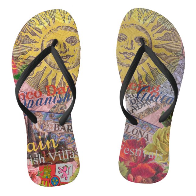 Spanien Sunshine Spanish Travel Art Flip Flops (Fußbett)