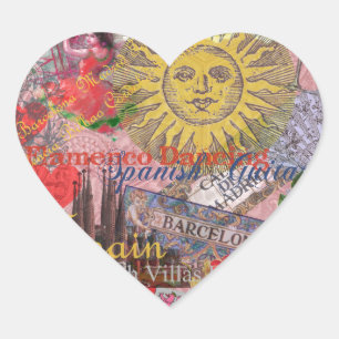 Spanien Sunshine Spanish Travel Art Herz-Aufkleber