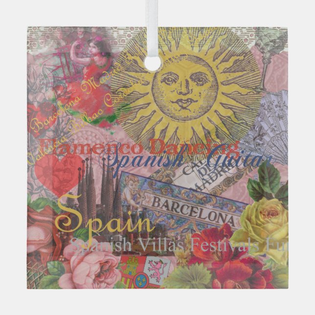 Spanien Sunshine Spanish Travel Art Ornament Aus Glas (Vorderseite)