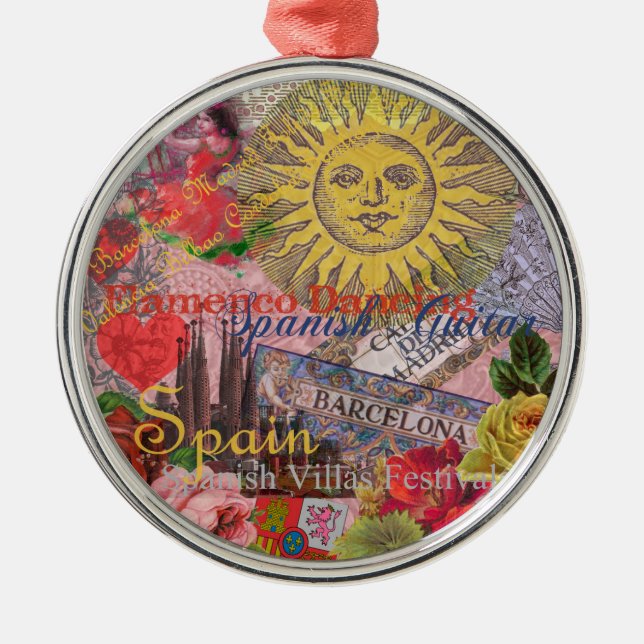 Spanien Sunshine Spanish Travel Art Silbernes Ornament (Vorne)