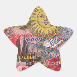 Spanien Sunshine Spanish Travel Art Stern-Aufkleber