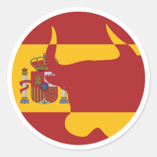 Spanien Taurus Nationale Tierflagge Runder Aufkleber