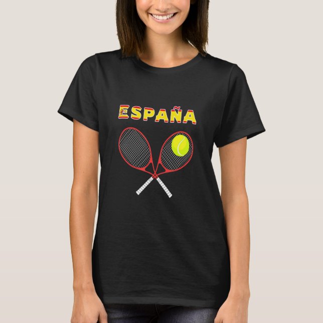 Spanien Tennis Ball Racket Country Flag Spielplatz T-Shirt (Vorderseite)
