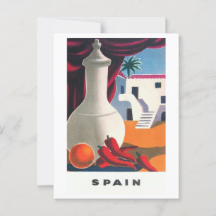 Spanien, Terrasse, Einladend, Vintage-Inspiriert Postkarte