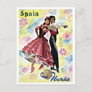 Spanien, traditionelles tanzendes Paar, Vintage-Re Postkarte