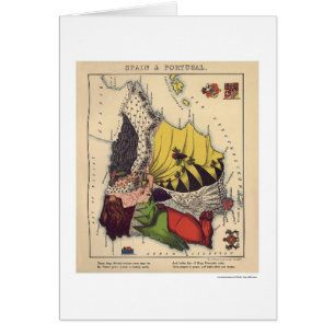 Spanien- u. Portugal-Karikatur-Karte 1868