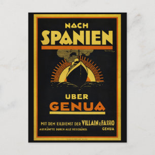 Spanien über Genua Vintage-Reiseplakat restauriert Postkarte